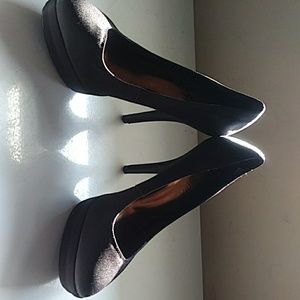 Black high heeled shoes